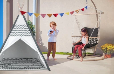 Stan dětský indiánské Teepee 120x120x150cm šedý s oknem