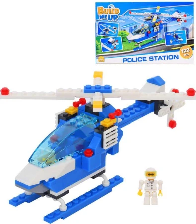 Stavebnice BuildMeUP Policejní stanice Helikoptéra 122 dílků plast Stavebnice BuildMeUP Policejní stanice Helikoptéra 122 dílků plast