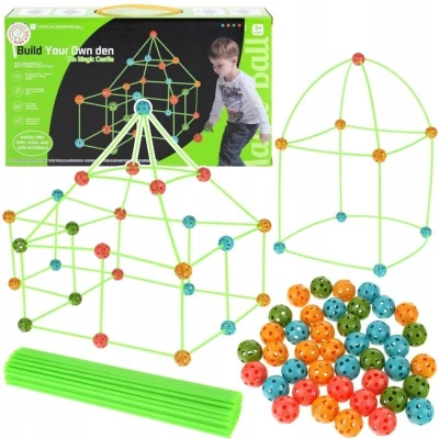 Stavebnice kreativní 3D skládačka s míčky a tyčinkami 128 dílků Stavebnice kreativní 3D skládačka s míčky a tyčinkami 128 dílků