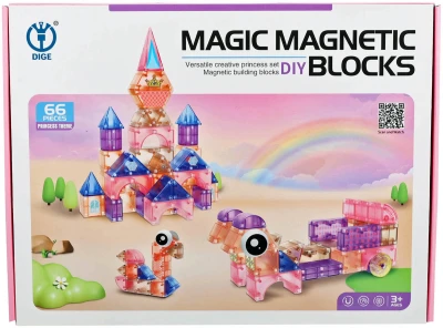 Stavebnice magnetická 66 dílků zámek princezna skládačka 3D