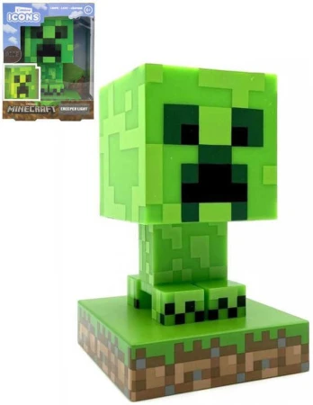 Stolná lampička Minecraft Creeper Icon Light 10cm na batérie zelené LED Svetlo