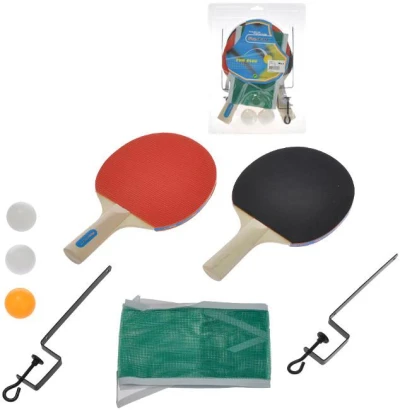 Stolní tenis ping pong set dvě pálky 25cm se síťkou a doplňky Stolní tenis ping pong set dvě pálky 25cm se síťkou a doplňky