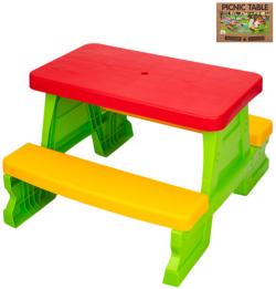 Stůl dětský piknikový 70x79x47cm barevný s lavicemi pro 4 děti plast