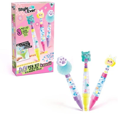 Style4Ever DIY Stylové pero s ozdobami set 2 pera + zvýrazňovač 2 druhy