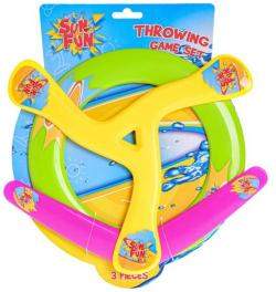Sun Fun házecí venkovní set 2x bomerang + frisbee létající prstenec