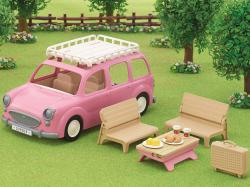 Sylvanian Families Auto Van růžové s nosičem herní set s doplňky plast