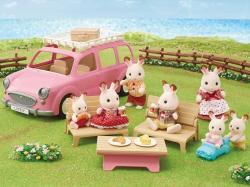 Sylvanian Families Auto Van růžové s nosičem herní set s doplňky plast