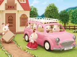 Sylvanian Families Auto Van růžové s nosičem herní set s doplňky plast