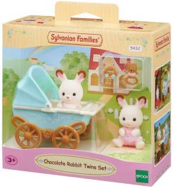 Sylvanian Families dvojčata Chocolate králíků set s kočárkem a doplňky v krabici