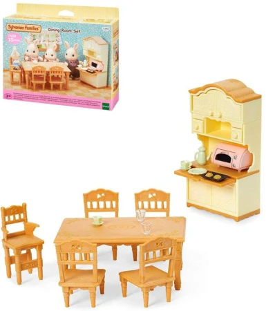 Sylvanian Families jídelna stůl s židlemi a kredencí nábytek doplněk k herním sadám Sylvanian Families jídelna stůl s židlemi a kredencí nábytek doplněk k herním sadám