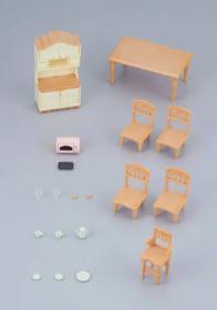 Sylvanian Families jídelna stůl s židlemi a kredencí nábytek doplněk k herním sadám
