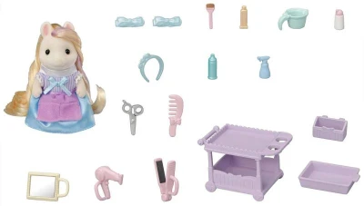 Sylvanian Families Kadeřnictví herní set poník Serafina s vlasy a doplňky