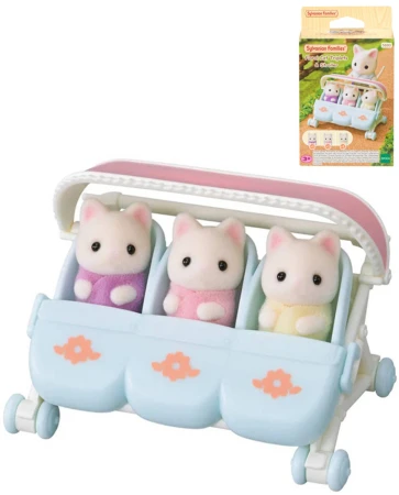 Sylvanian Families květinová kočičí trojčata set 3 figurky s kočárkem Sylvanian Families květinová kočičí trojčata set 3 figurky s kočárkem
