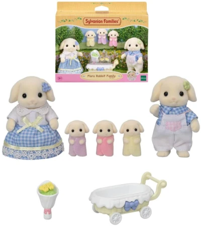 Sylvanian Families rodina Flora králíci s trojčaty set 5 figurek králičí rodinka Sylvanian Families rodina Flora králíci s trojčaty set 5 figurek králičí rodinka