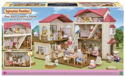 SYLVANIAN Velký patrový dům s červenou střechou na baterie Světlo