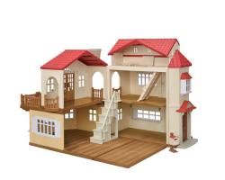 SYLVANIAN Velký patrový dům s červenou střechou a se světly, nový
