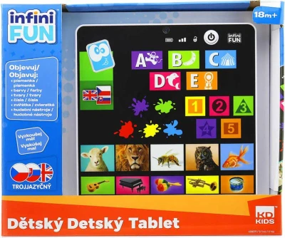 Tablet baby dětský naučný interaktivní trojjazyčný CZ na baterie Zvuk