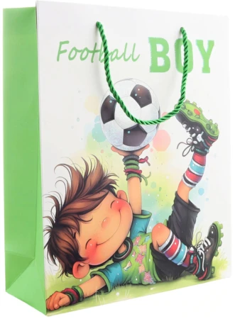 Taška dárková Chlapec s míčem 26x32x10cm papírová 4 druhy