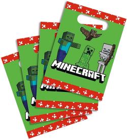 Taška dárková papírový sáček set 4ks Minecraft 16,5x23cm