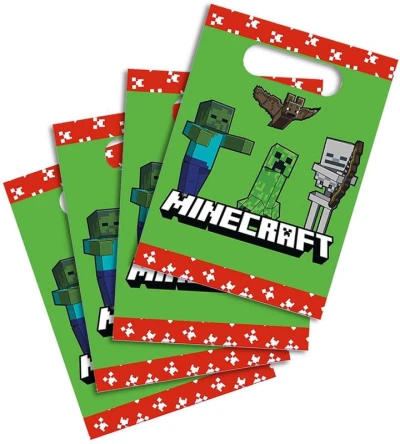 Taška dárková papírový sáček set 4ks Minecraft 16,5x23cm