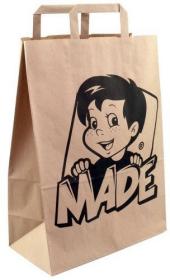 Taška papírová natur nákupní 32x44x17cm logo Made ploché uši
