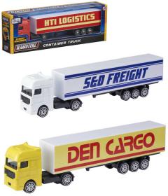 Teamsterz auto kovový tahač s kontejnerem volný chod 3 druhy Teamsterz auto kovový tahač s kontejnerem volný chod 3 druhy