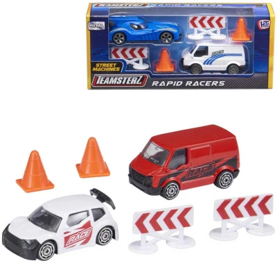 Teamsterz auto závodní set s dodávkou a doplňky Rapid Racers 2 druhy kov Teamsterz auto závodní set s dodávkou a doplňky Rapid Racers 2 druhy kov
