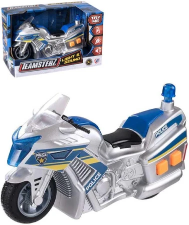 Teamsterz motorka policejní stříbrná na baterie Světlo Zvuk v krabici Teamsterz motorka policejní stříbrná na baterie Světlo Zvuk v krabici
