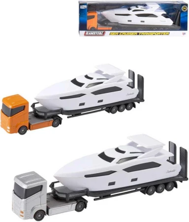 Teamsterz set auto tahač kovový + motorový člun v krabici 2 barvy kov Teamsterz set auto tahač kovový + motorový člun v krabici 2 barvy kov