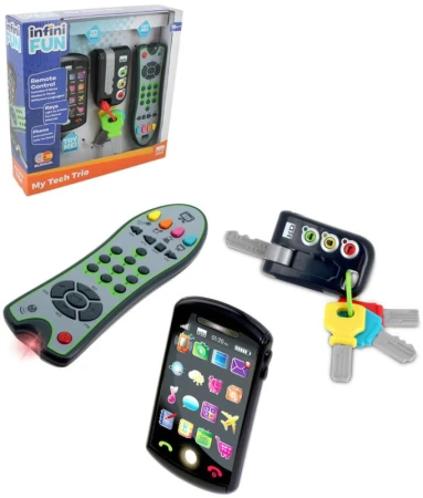 TECH TOO Trio baby set smartphone + klíče + ovladač na baterie Světlo Zvuk TECH TOO Trio baby set smartphone + klíče + ovladač na baterie Světlo Zvuk