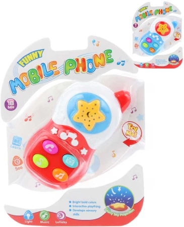 Telefon baby projektor noční obloha 2v1 na baterie Světlo Zvuk 2 barvy Telefon baby projektor noční obloha 2v1 na baterie Světlo Zvuk 2 barvy