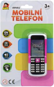 Telefon dětský 11cm tlačítkový mobil na baterie 4 barvy AJ Zvuk na kartě