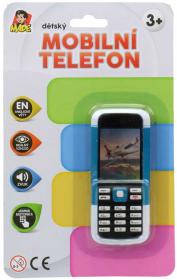 Telefon dětský 11cm tlačítkový mobil na baterie 4 barvy AJ Zvuk na kartě