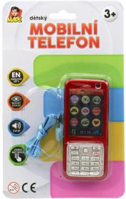 Telefon dětský 11cm tlačítkový mobil na baterie AJ Zvuk 4 barvy na kartě