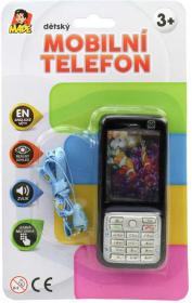 Telefon dětský 11cm tlačítkový mobil na baterie AJ Zvuk 4 barvy na kartě