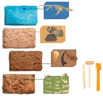 Tesání dino vykopávky Jurský Svět malý archeolog 4 zkameněliny s nástroji