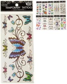 Tetování dětské holčičí tetovačky motýli 1 arch různé druhy v sáčku