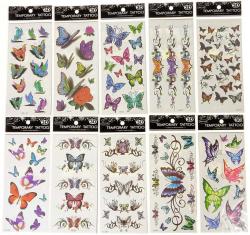 Tetování dětské holčičí tetovačky motýli 1 arch různé druhy v sáčku