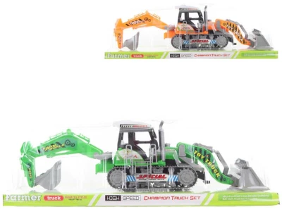 Traktor 43cm bagr stavební pásový se 2 lžícemi 2 barvy blister plast Traktor 43cm bagr stavební pásový se 2 lžícemi 2 barvy blister plast