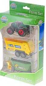Traktor 9cm set se 2 vlečkami 4 druhy plast v krabici