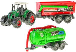 Traktor 9cm set se 2 vlečkami 4 druhy plast v krabici