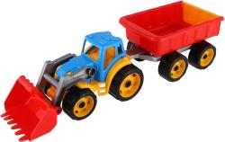 Traktor barevný bagr s vlekem a lžící na písek plast v síťce