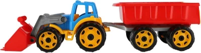 Traktor barevný bagr s vlekem a lžící na písek plast v síťce
