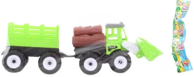 Traktor čelní nakladač set s vlekem a kládami dřeva plast Traktor čelní nakladač set s vlekem a kládami dřeva plast