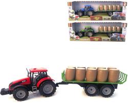 Traktor farmářský na setrvačník s přívěsem s balíky sena 3 barvy plast Traktor farmářský na setrvačník s přívěsem s balíky sena 3 barvy plast