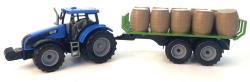 Traktor farmářský na setrvačník s přívěsem s balíky sena 3 barvy plast