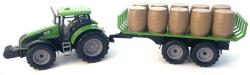Traktor farmářský na setrvačník s přívěsem s balíky sena 3 barvy plast