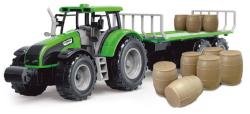 Traktor farmářský na setrvačník s přívěsem s balíky sena 3 barvy plast