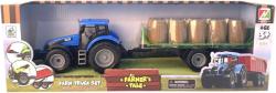 Traktor farmářský na setrvačník s přívěsem s balíky sena 3 barvy plast
