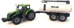 Traktor farmářský na setrvačník s přívěsem s cisternou 3 barvy plast